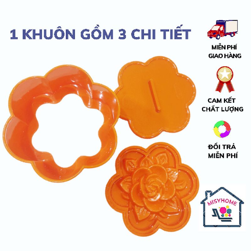 Khuôn ấn xôi hoa hồng nhựa 3 size mai nhỏ mini lớn to đậu làm bánh ngũ sắc vàng Misyhome Song Long Việt Nhật Vĩnh Trường