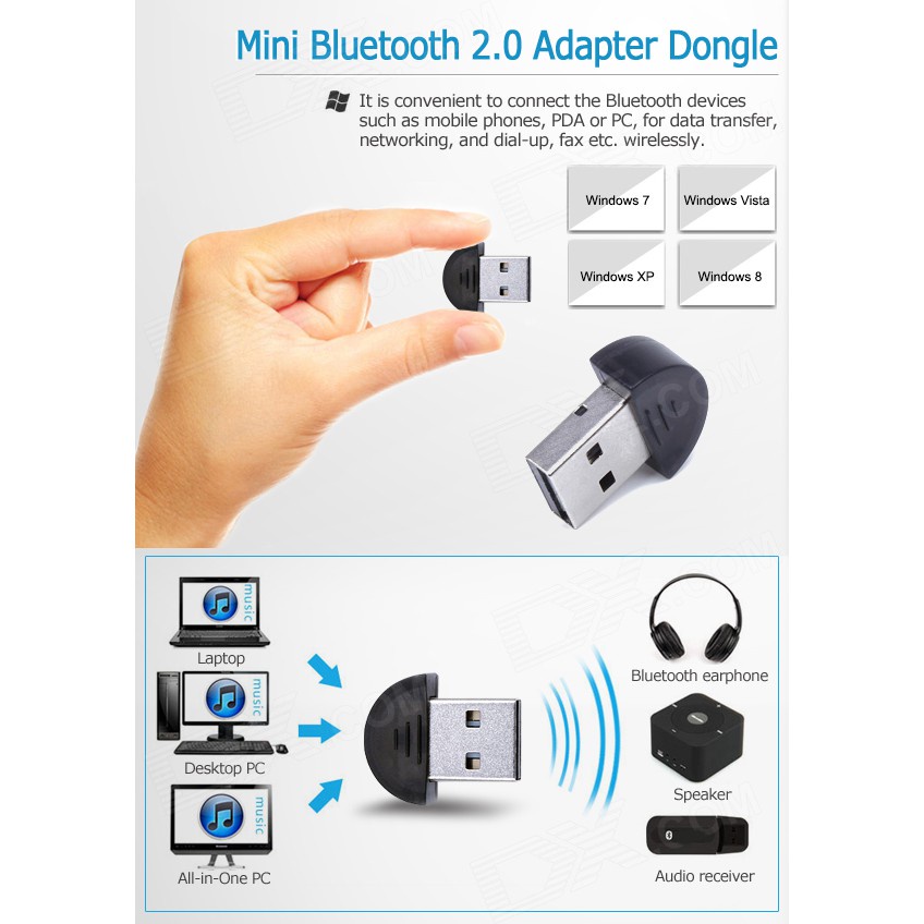 Usb Bluetooth 2.0 mini nhỏ gọn. Thu phát Bluetooth cho máy tính, laptop