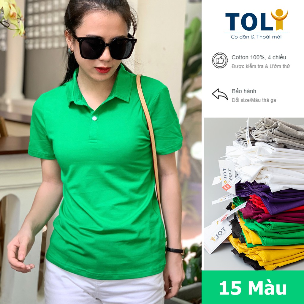 Áo thun nữ Cổ Sơ Mi (Cổ trụ) TOLI, chất cotton 4 chiều mềm mịn, co dãn Màu đỏ | BigBuy360 - bigbuy360.vn