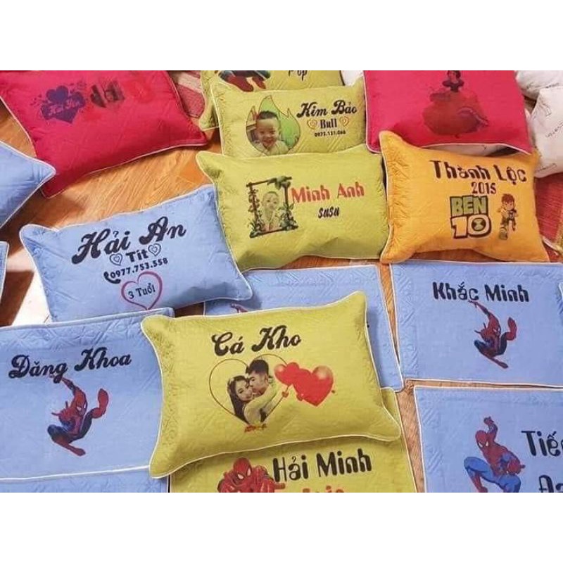 Gối in hình, In tên theo yêu cầu cho bé