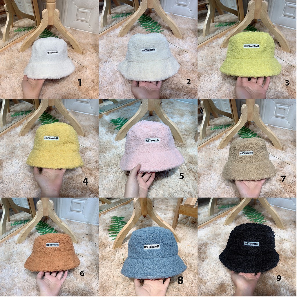 Xả hàng - Mũ bucket mũ lông cừu len vành phong cách ulzzang hàn quốc thời trang thu đông 1K05