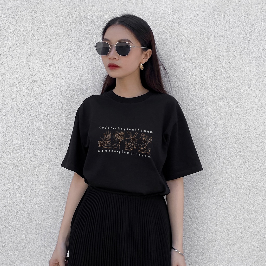 Áo thun unisex In cao cấp hình TỨ QUÂN TỬ (TÙNG CÚC TRÚC MAI) form basic 100% cotton premium SOUL OF A NATION - Đen