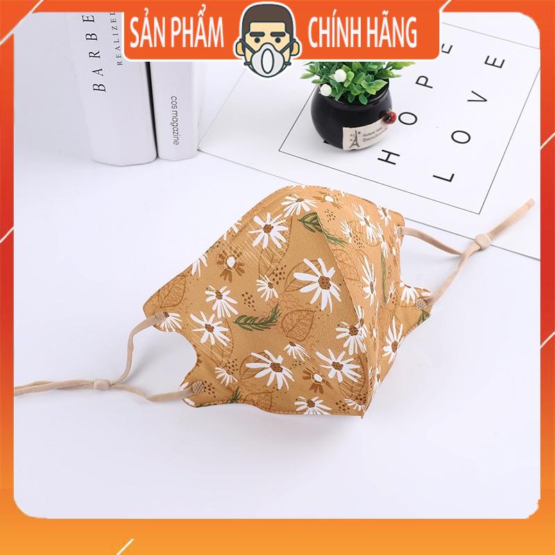 Khẩu trang vải họa tiết hoa lá êm mịn thoáng mát, tái sử dụng được phong cách Hàn Quốc