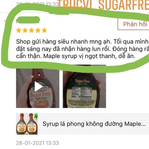 Syrup lá phong không đường Maple grove farms