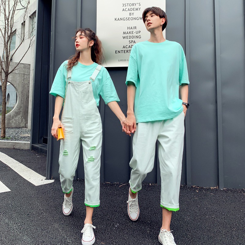 Áo Thun Quảng Châu Xanh Ngọc 100% Cotton Cao Cấp Form Rộng Unisex Nam Nữ