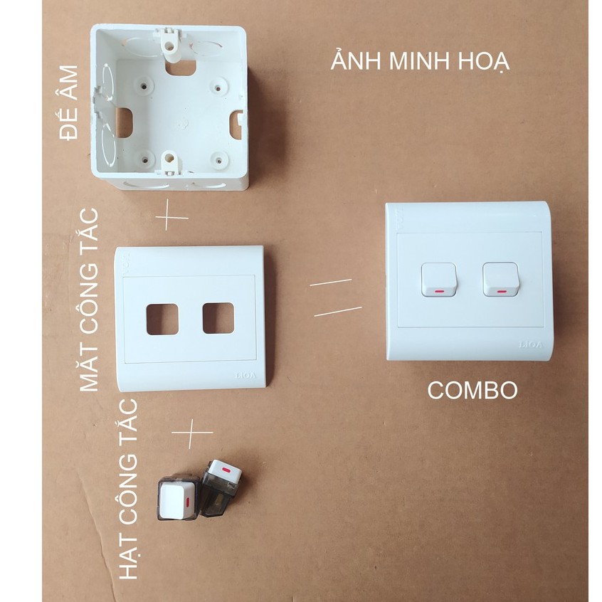 COMBO CÔNG TẮC 1 CHIỀU MẶT VUÔNG THÔNG DỤNG LẮP CHÌM.