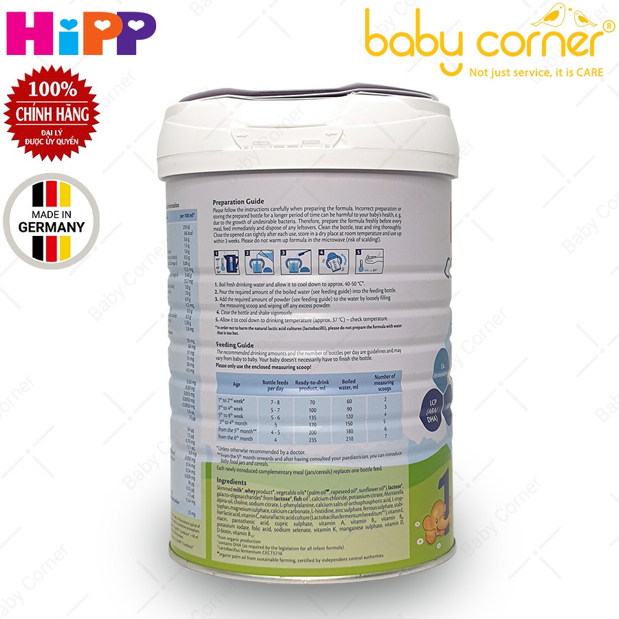 SỮA BỘT HIPP COMBIOTIC ORGANIC SỐ 1 800G