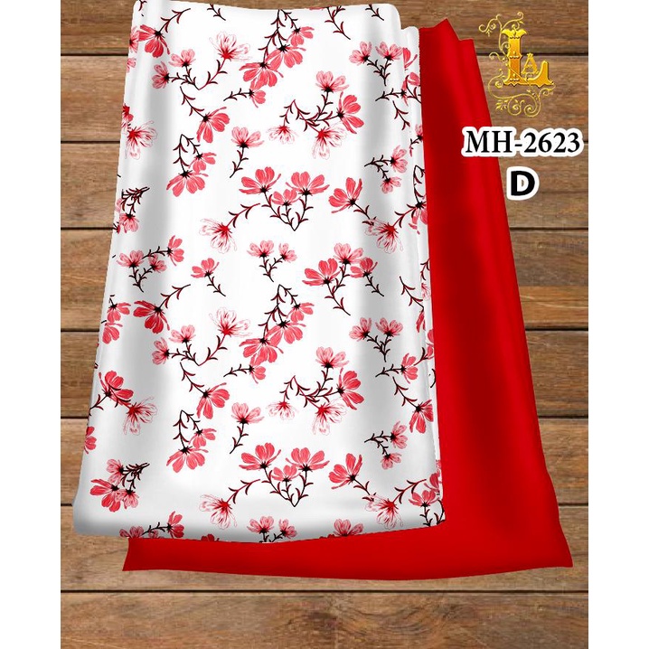 Vải áo dài hoa đều xinh , chất lụa ruby bóng nhẹ, sang trọng, mềm, mượt, mịn, mát, co giãn nhẹ bề ngang.