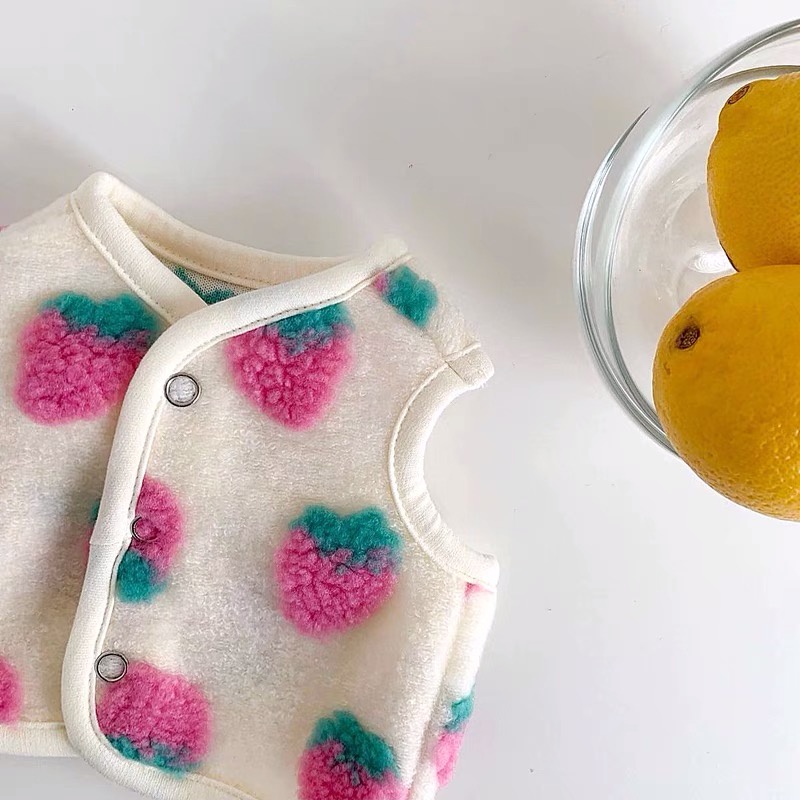 Áo bông mỏng họa tiết trái dâu dành cho thú cưng