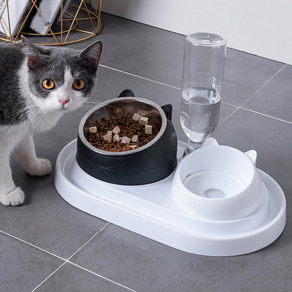 Cat Bowl Stainless Steel Non Slip Puppy Base Cats Food Drinking Water Feeder