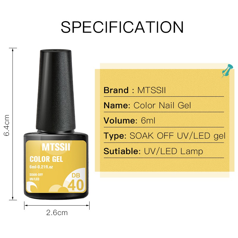 Gel sơn móng tay MTSSII UV LED bán vĩnh viễn nhiều màu sắc lấp lánh tùy chọn 6ml