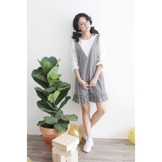 Đầm caro phối sơ mi chất vải kate giá 160k