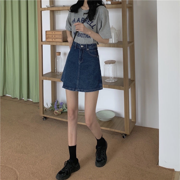 Quần Short Denim Giả Váy Chữ a Lưng Cao Thời Trang Mùa Hè Mới Cho Nữ Sinh