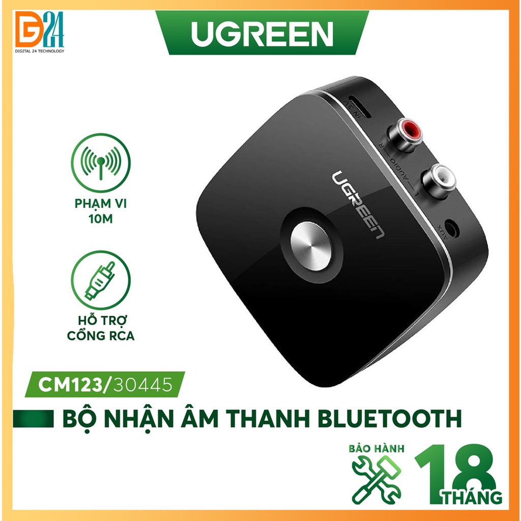 Thiết Bị Nhận Bluetooth 5.0 Music Receiver Ugreen 30445, Dùng Cho Loa+Amply Chính Hãng