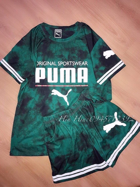 Bộ thể thao đùi Puma cao cấp màu xanh và đỏ