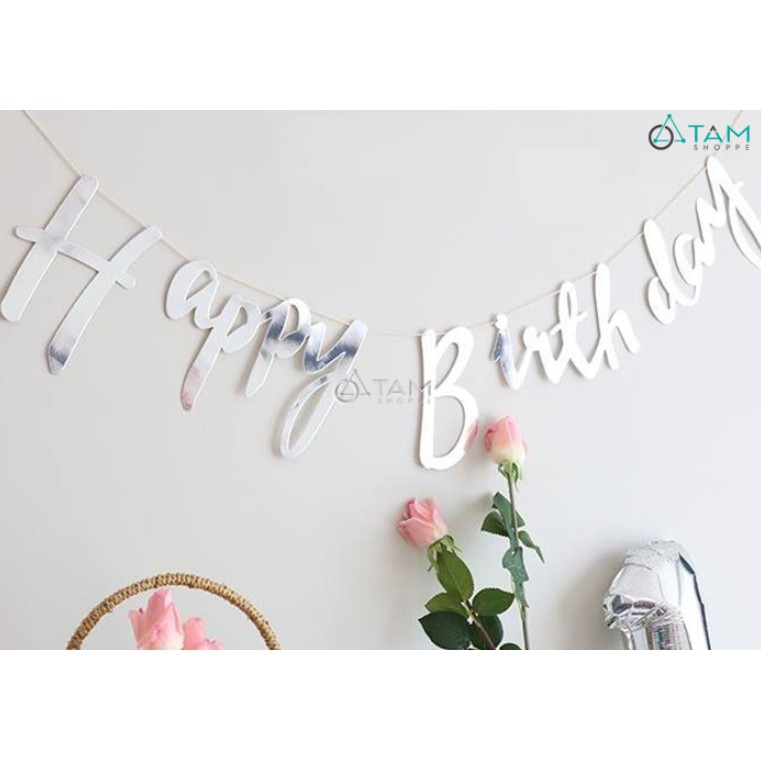 DÂY CHỮ HAPPY BIRTHDAY RỖNG, HAPPY BIRTHDAY ÉP KIM TRANG TRÍ SINH NHẬT PARTY