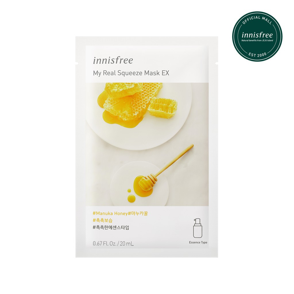 Mặt nạ giấy dưỡng ẩm & phục hồi da từ mật ong innisfree My Real Squeeze Mask - Honey 20ml