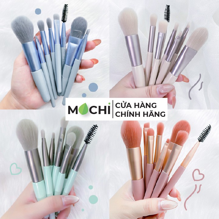 Bộ Cọ Trang Điểm 8 Món Makeup Phấn Mắt l Má Hồng l Kem Nền l Kẻ Lông Mày l Che Khuyết Điểm Tiện Dụng MOCHI SHOP