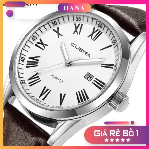 (CHUẨN MEN) Đồng hồ NAM CUENA C179 chạy 2 lịch dây da kim dạ quang phong cách thời trang cao cấp