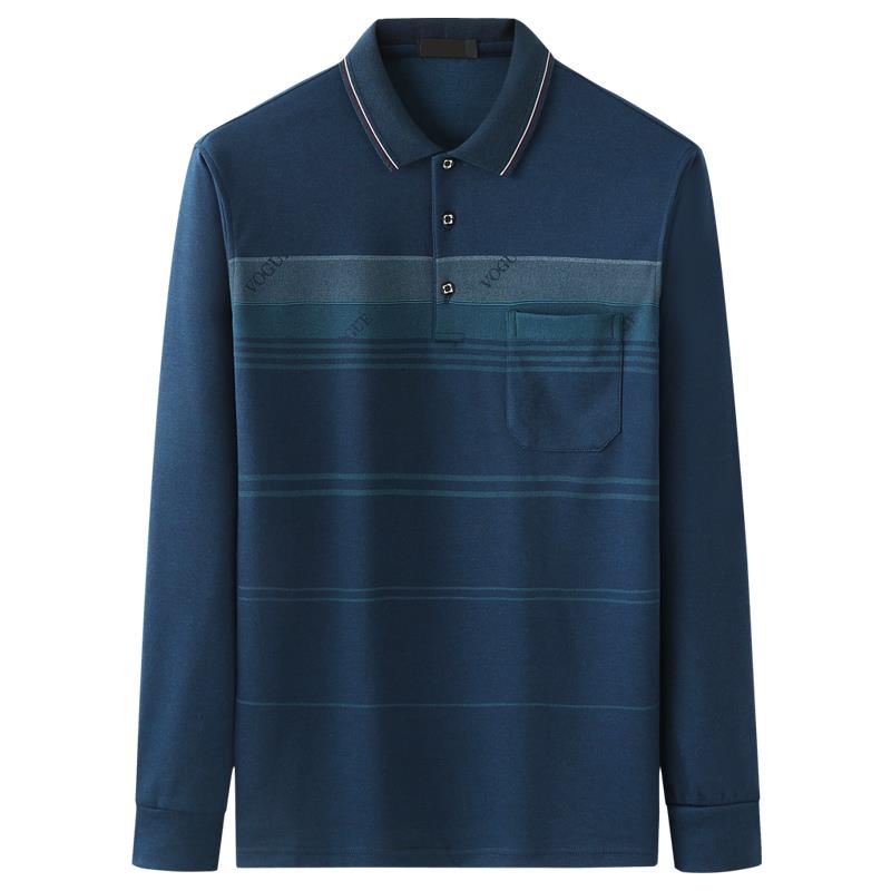 Áo polo Tay Dài Vải cotton Mỏng Kẻ Sọc Thời Trang Mùa Thu Cho Nam Trung Niên