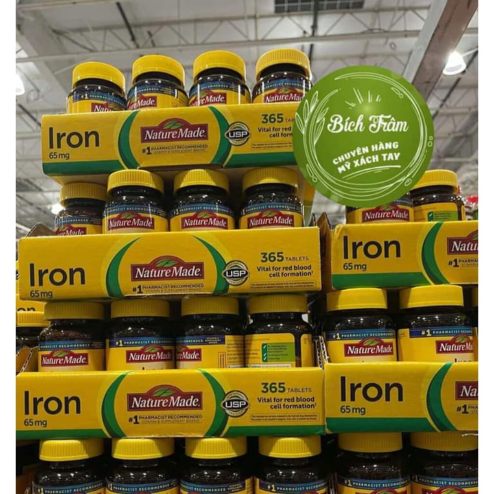 Viên uống bổ máu IRON NATURE MADE 65mg Hộp 365 viên Mỹ