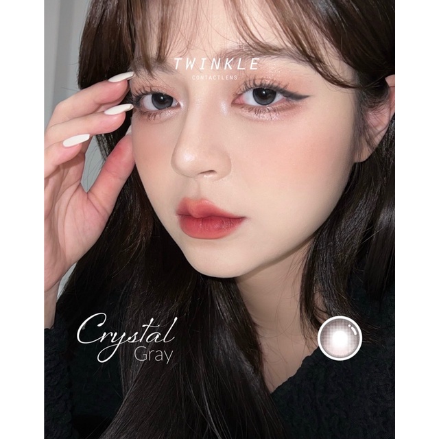 Kính áp tròng hiệu ứng trong veo như filter Crystal Gray, phủ bóng mắt lens twinkle