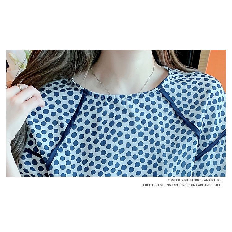 Áo chiffon Tay Ngắn Họa Tiết Chấm Bi Phong Cách Phương Tây Thời Trang Mùa Hè Cho Nữ
