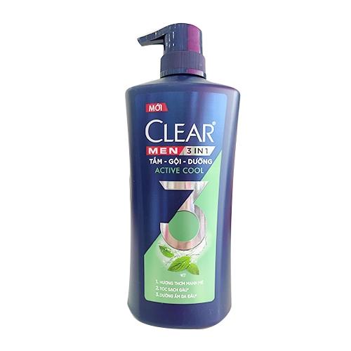 Dầu gội Clear Men 3in1 Active Cool 630g