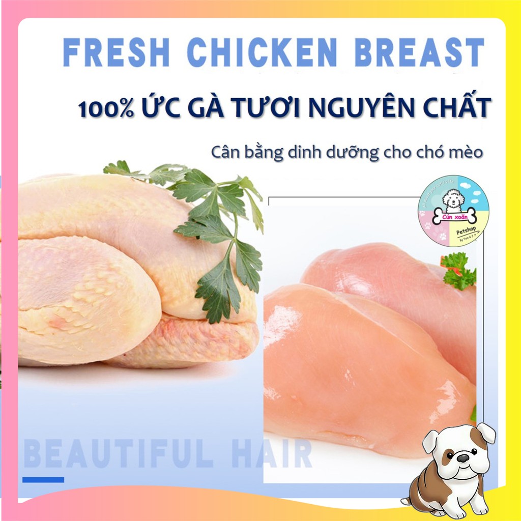 Chà bông gà sấy khô nguyên chất cho chó Captain 🐔Túi 500gr🐔 dùng trộn cơm và hạt