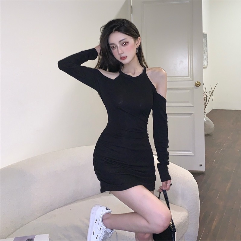 Đầm ngắn ZHELIHANGFEI trễ vai thiết kế quyến rũ thời trang