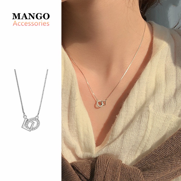 Dây Chuyền Bạc 925 Mặt Vuông Tròn Phong Cách Mới Đơn Giản Sang Trọng Cho Nữ R29
