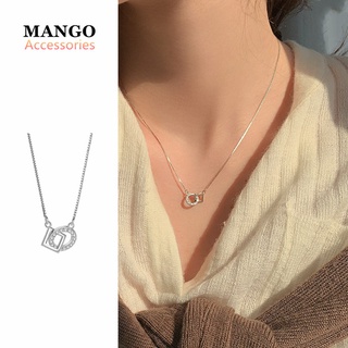 Dây Chuyền Bạc 925 Mặt Vuông Tròn Phong Cách Mới Đơn Giản Sang Trọng Cho Nữ R29