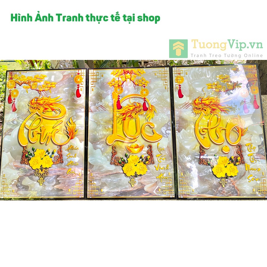 Tranh Laminate Tráng Gương - Decor Treo Tường Mừng Thọ Chữ Thư Pháp - Phúc Lộc Thọ  - Simplehouse .