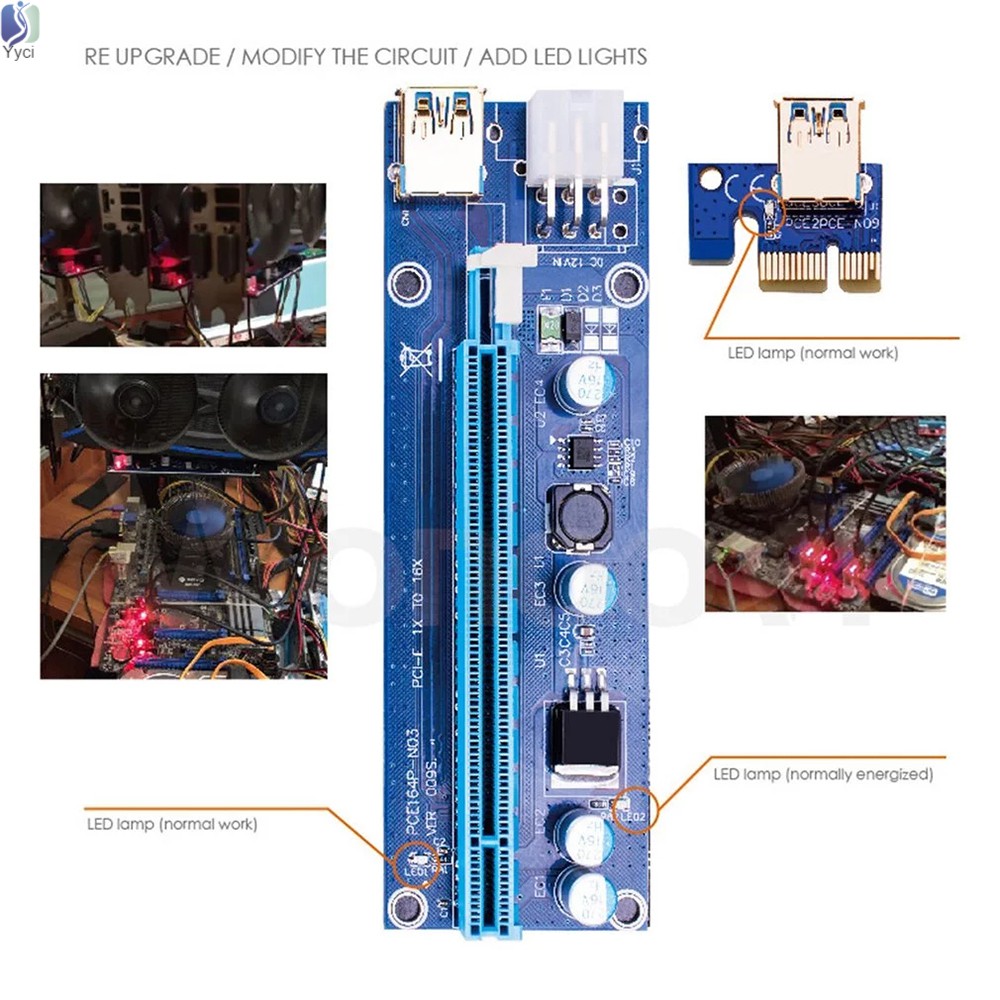 Cáp Chuyển Đổi Pci-E Riser 009s 16x Pci-E Riser Usb 3.0