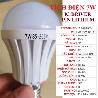 Bóng đèn LED tích điện 15w