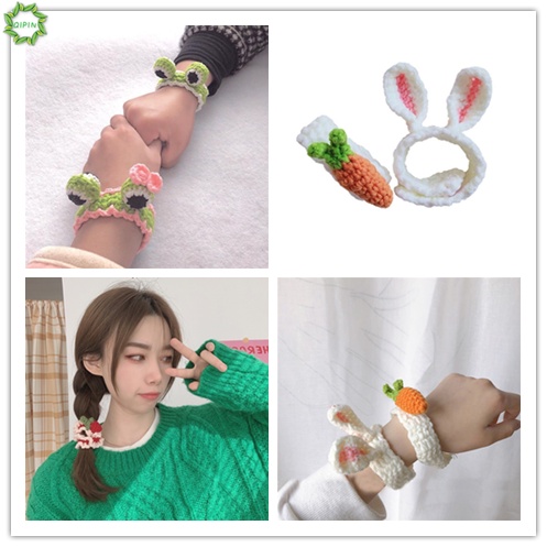 Dây buộc tóc bằng cao su họa tiết quả dâu/thỏ dễ thương