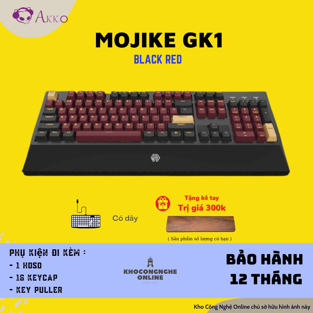 Bàn phím cơ Mojike GK1 Black Red | Black Pink (AKKO sw v2 / LED trắng)