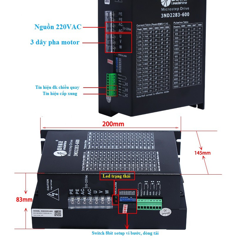 Driver điều khiển động cơ bước 3 pha chính hãng Leadshine 3DM2283