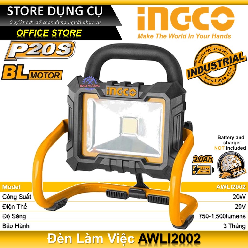 20V Đèn làm việc dùng pin Lithium INGCO CWLI2002