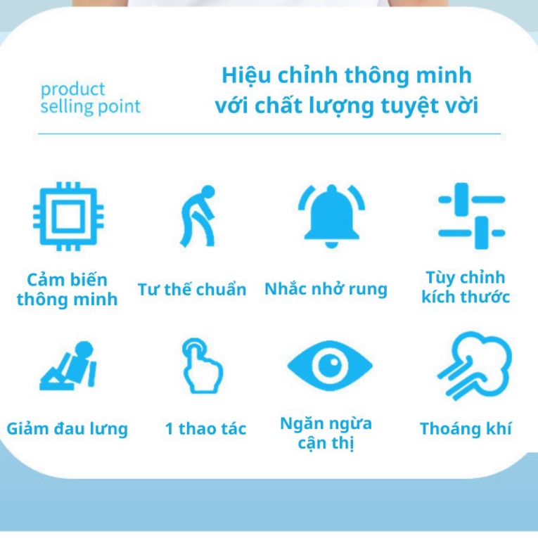 Đai chống gù lưng SMART POSE điều chỉnh tư thế thông minh, cảm biến báo rung, đếm số lần ngồi sai - Bảo hành 12 tháng