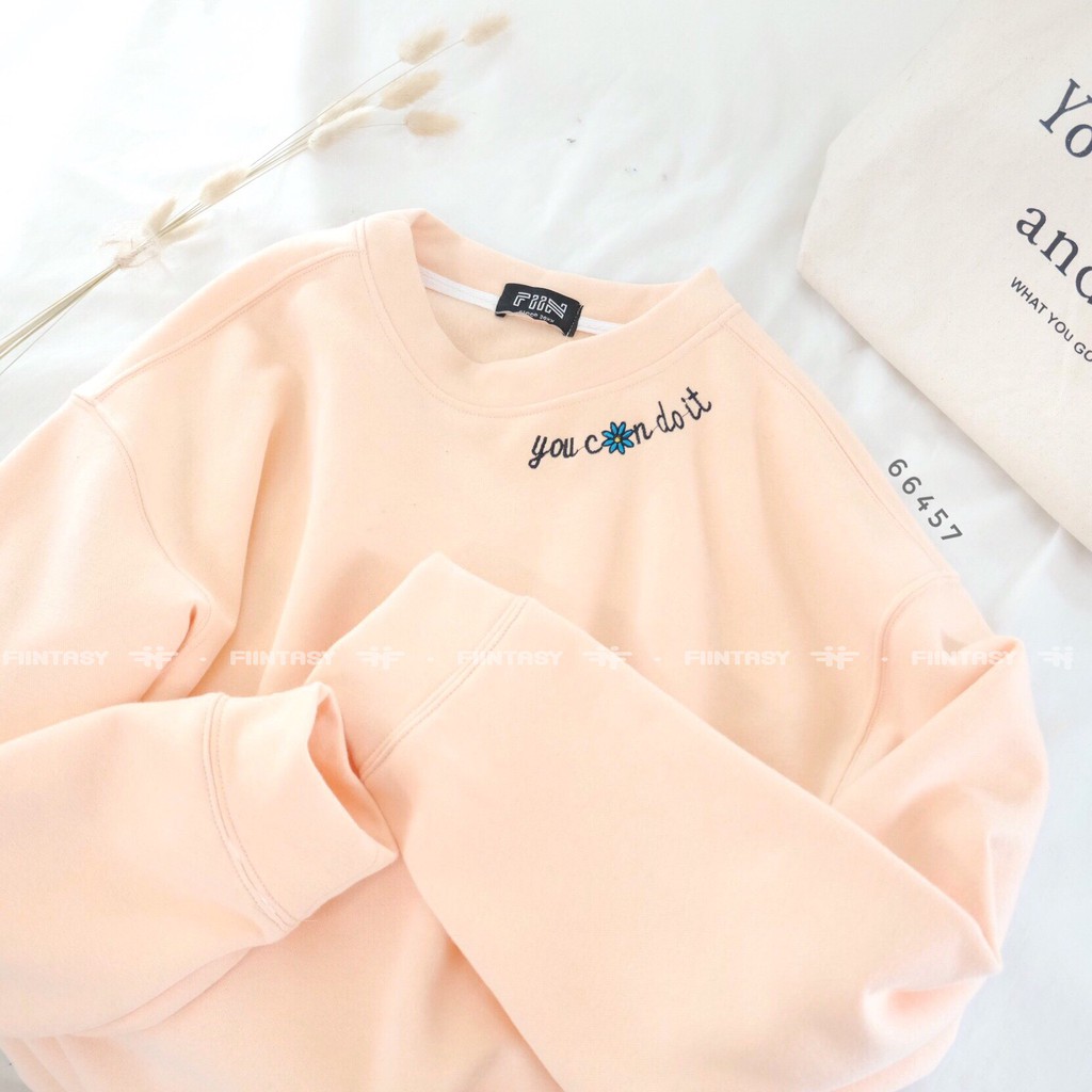 Áo nỉ Sweater You can do it form rộng ulzzang - Made by Fiin