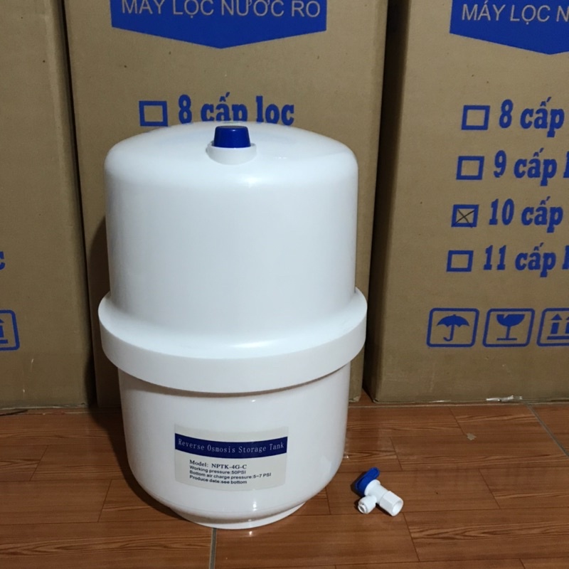 bình áp nhựa máy lọc nước RO 4.0g 10 LÍT kèm van