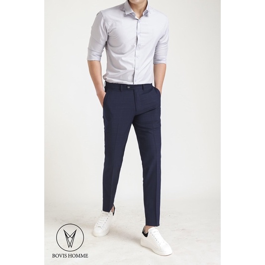 Áo sơ mi nam Bovis Homme tay dài SD009, màu xám nhạt, Form slim, chất liệu modal, mặt vải mềm mượt, thoáng mát
