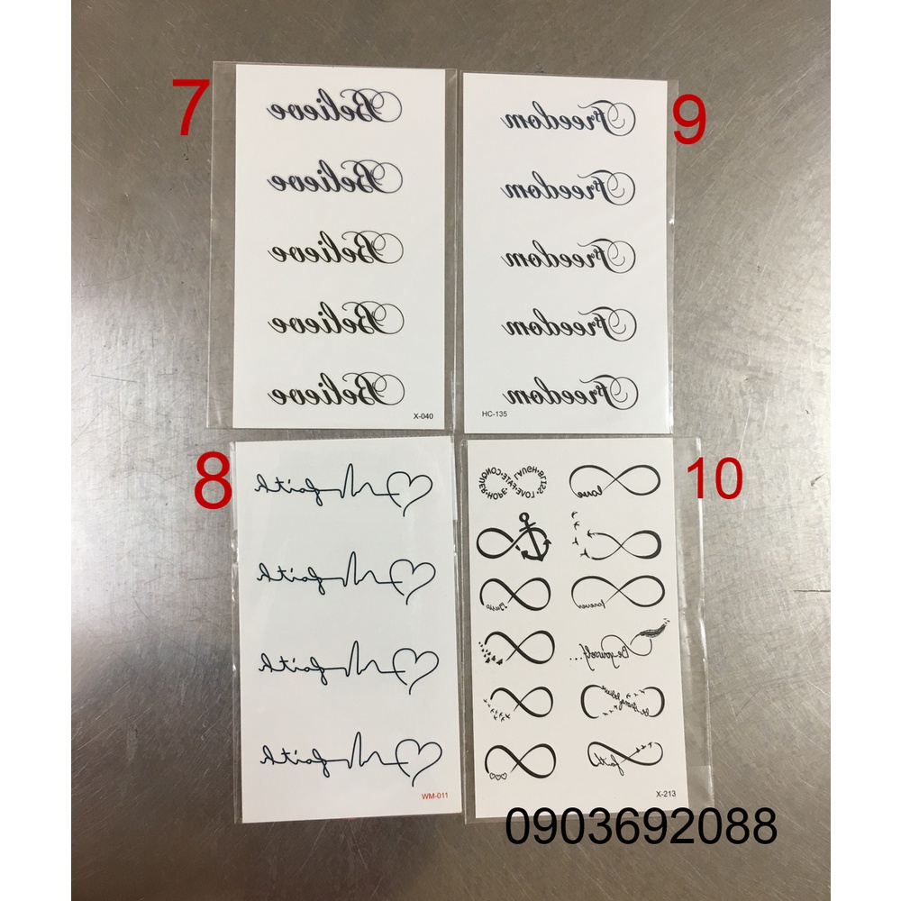 [HCM] Hình xăm dán - tattoo sticker hình xăm chữ - nhịp tim 10.5 x 6cm