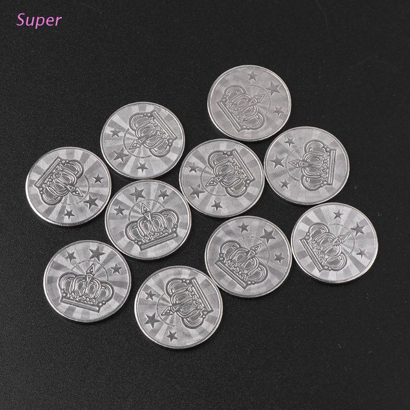 Bộ 10 cái đồng xu inox hình vương miện sao 5 cánh bằng inox 25*2mm cho chơi game arcade