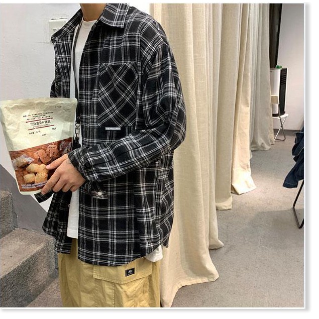 Áo khoác sơ mi nam caro UNISEX CHẤT KATE THOÁNG MÁT FROM RỘNG ( KHÔNG NÓN ) | BigBuy360 - bigbuy360.vn