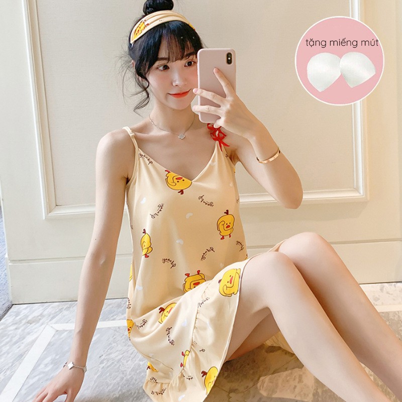 Váy ngủ 2 dây thun mềm đầm ngủ thoáng mát dễ chịu [VN01] | BigBuy360 - bigbuy360.vn