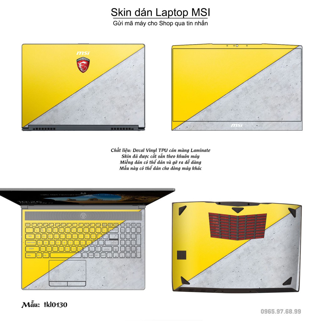 Skin dán Laptop MSI in hình thiết kế nhiều mẫu 3 (inbox mã máy cho Shop)