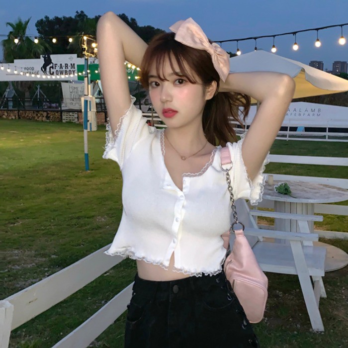 Áo Khoác Len Cardigan Tay Ngắn Màu Trơn Phong Cách Hàn Quốc