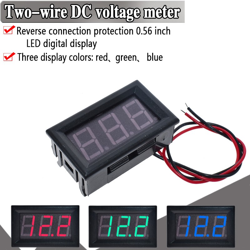 Set 3 Vôn Kế Điện Tử Mini DC 4.5V Sang 30V 6V 12V 24V 0.56 '' Chuyên Dụng Cho Xe Hơi / Xe Máy